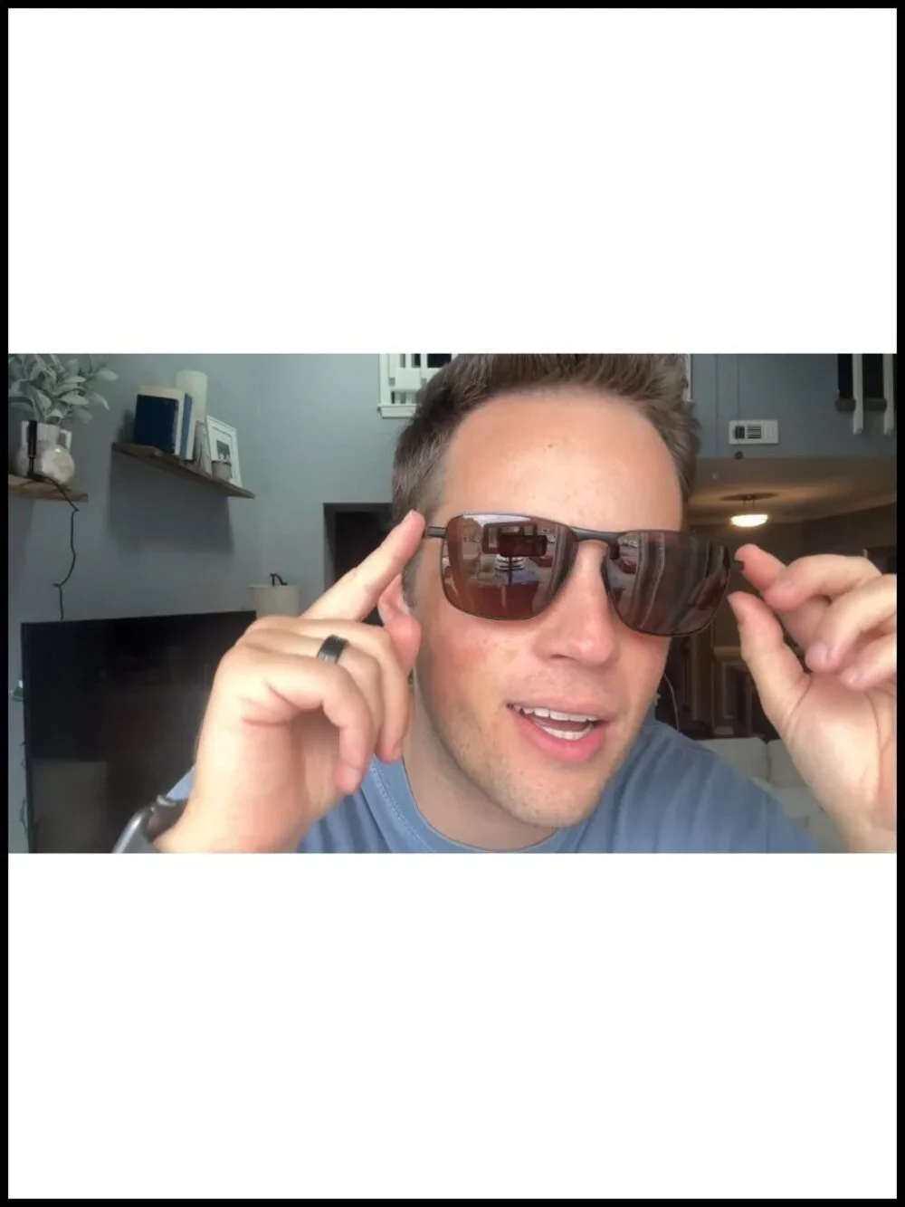 Rectangular Polarized Aviator Sunglasses with Spring Hinge UV400 Protection